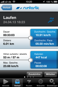 Runtastic Lauf-App: Trainingsaufzeichnung.