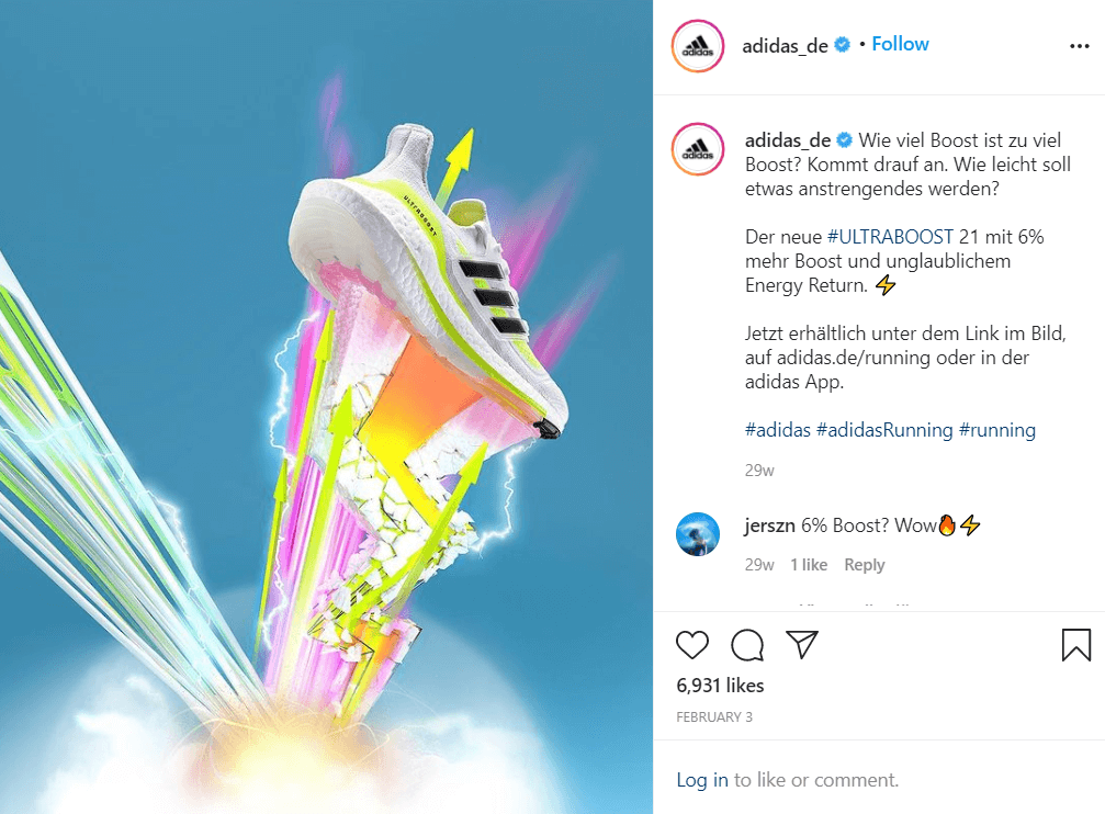Adidas Ultraboost 21 mit 6% mehr Energy Return - Instagram