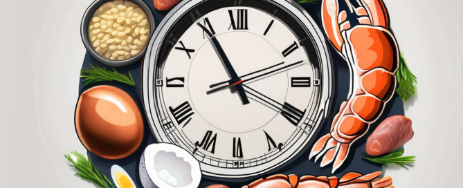 A clock with different food items rich in vitamin b12